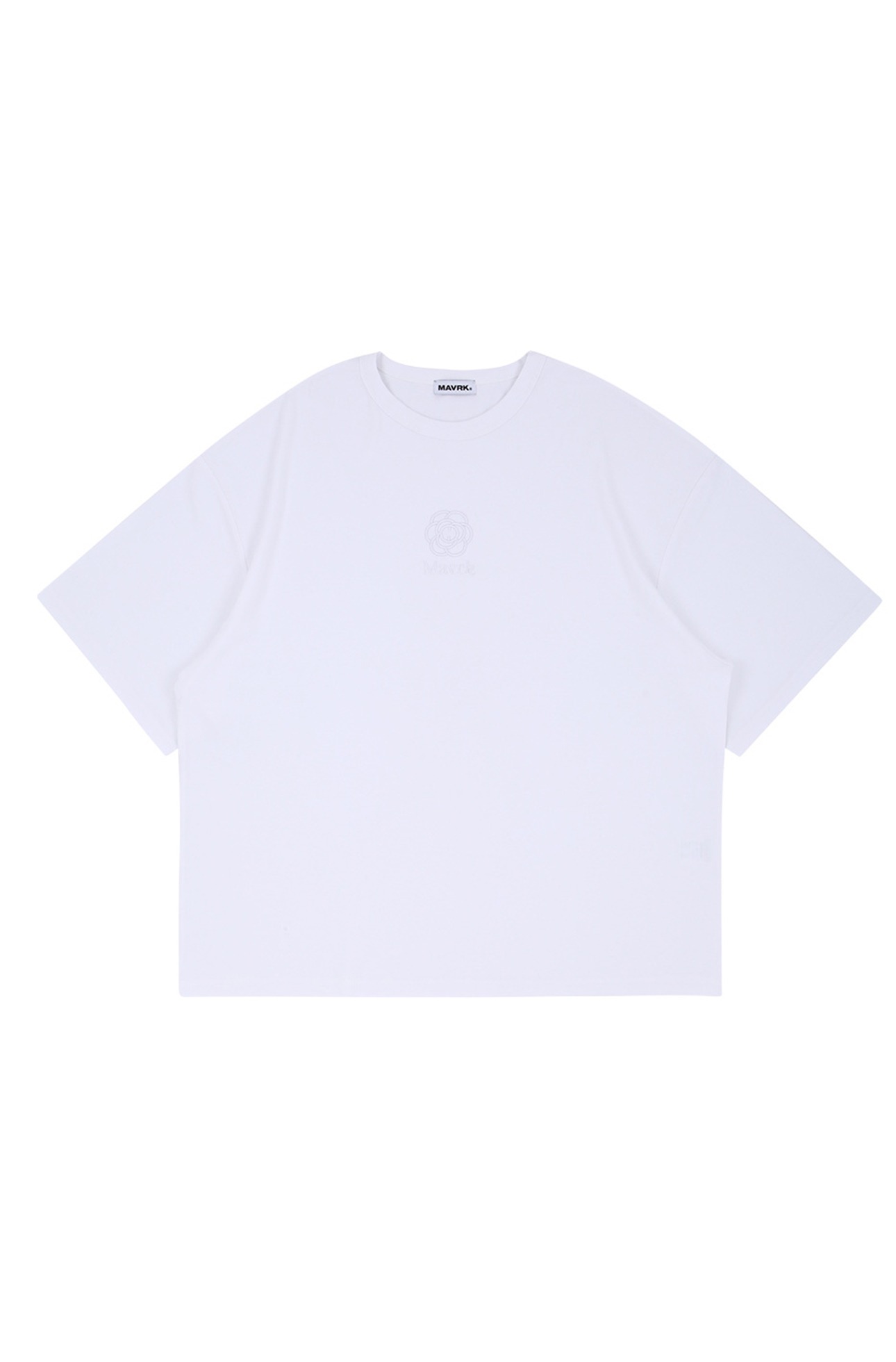 M-플라워 자수 오버핏 티셔츠 화이트