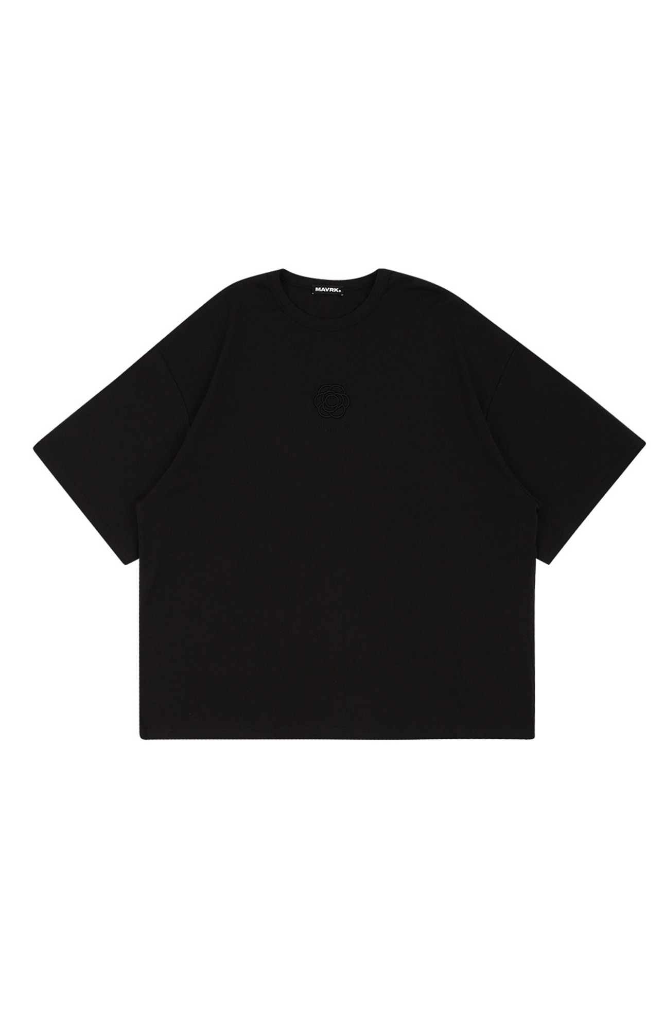 M-플라워 자수 오버핏 티셔츠 블랙