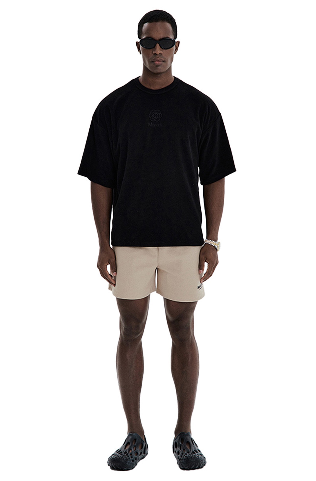 M-플라워 로고 테리 오버핏 티셔츠 블랙