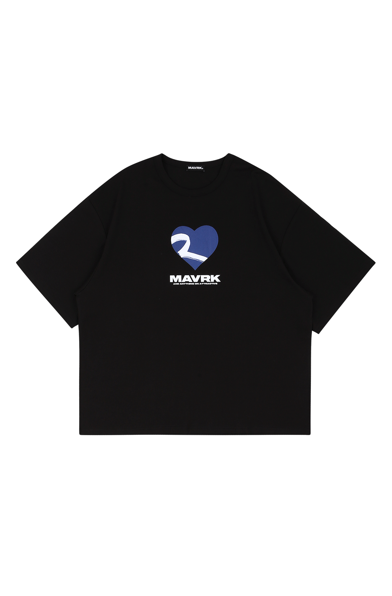 MVR 하트 로고 오버핏 티셔츠 블랙